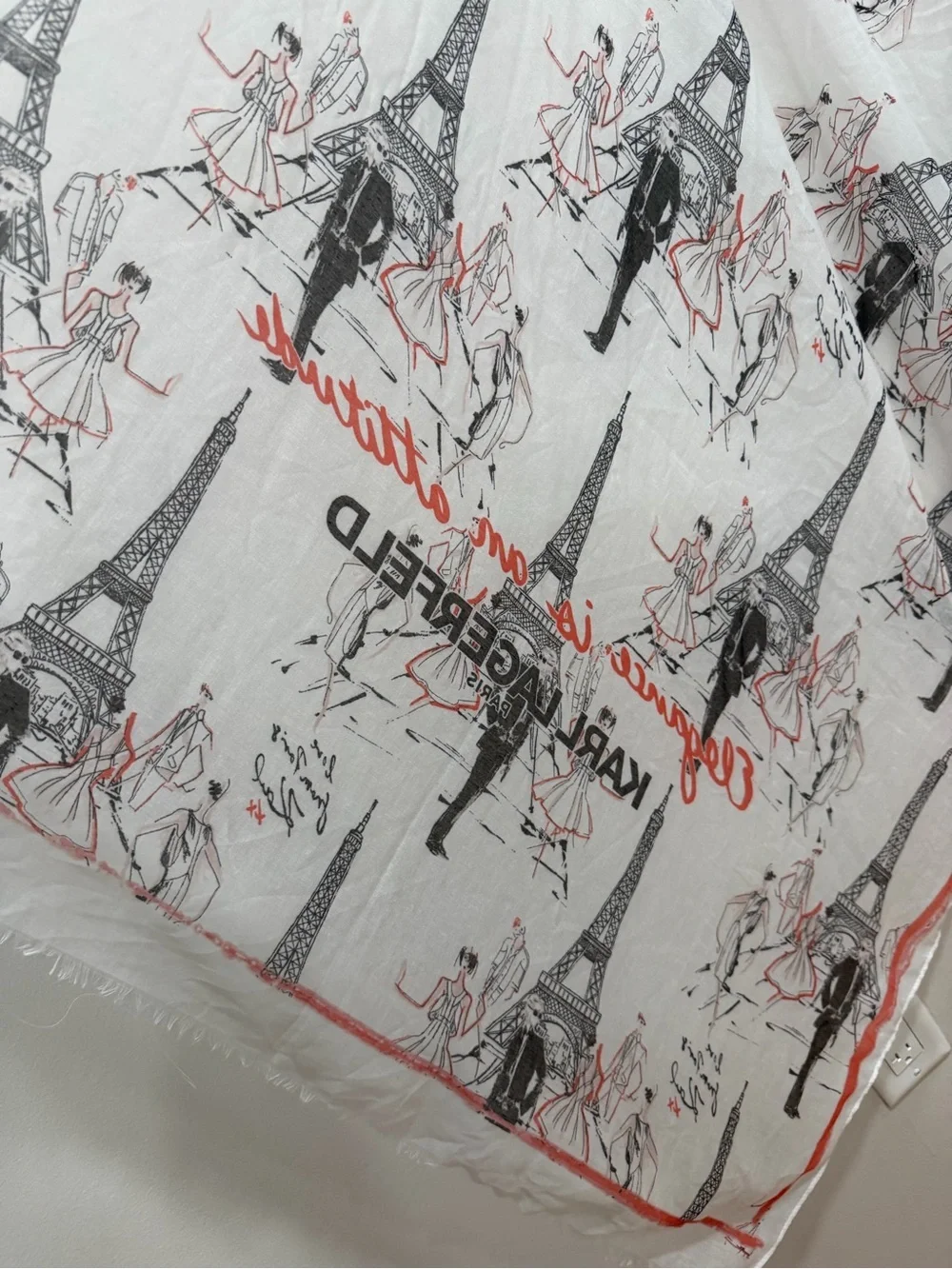 Karl Lagerfeld Paris Eiffel Tower Sketch Print Wrap Scarf Shawl 72x36